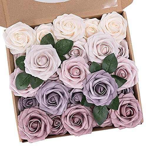 25 Stück künstliche Rosen mit Stielen für DIY Deko und Feiern