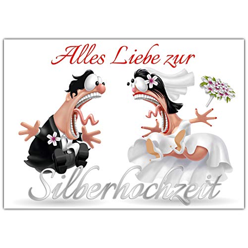 Edle Klappkarte für Silberhochzeit: Lustige A4 XXL Karte mit Umschlag