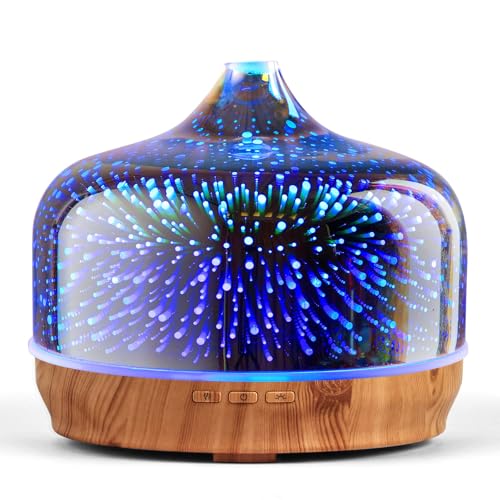Exklusiver 3D Glas-Diffuser mit Feuerwerk-Muster und Farbwechsel-LEDs, ideal als Geschenk!
