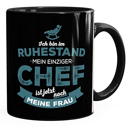  Lustiges Rentner-Geschenk: MoonWorks® Tasse - Im Ruhestand mit Chef-Frau