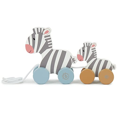 Holzspielzeug Baby Zebra - Nachziehtier aus Holz für 1-jährige - Geschenkidee