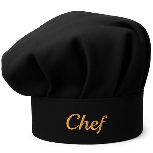 Einstellbare Baumwoll-Kochmütze für Chefköche in Schwarz - Perfektes Geschenk für Kochbegeisterte