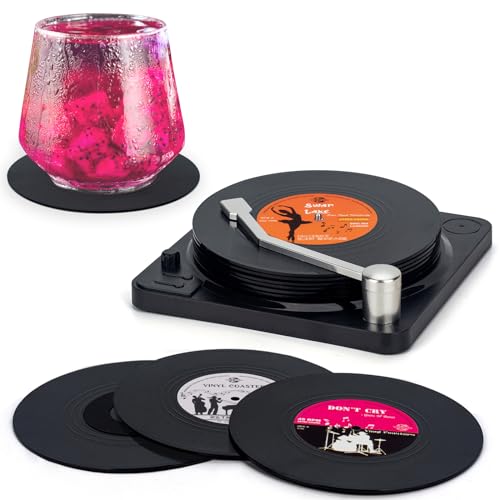 Retro Vinyl Untersetzer Set mit einzigartigem Design und Geschenkbox für jeden Anlass