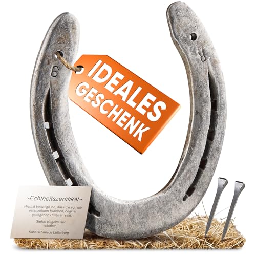 Authentisches Hufeisen mit Zertifikat und Nägeln - Perfektes Glücksbringer-Geschenk!