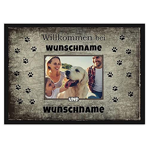 Personalisierte Fußmatte mit Namen und Foto - Individuelles Geschenkidee - Rutschfest - 90x60cm