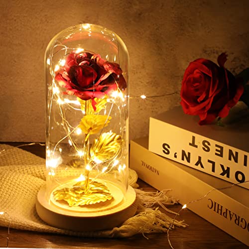 Romantisches Geschenk für Frauen: Ewige Rose im Glas mit LED-Licht