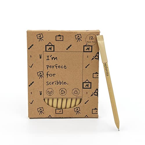 Nachhaltige Bio-Kugelschreiber: eplanita I’M PERFECT FOR SCRIBBLE (12er Pack) - Schwarze Tinte, Büro & Schule