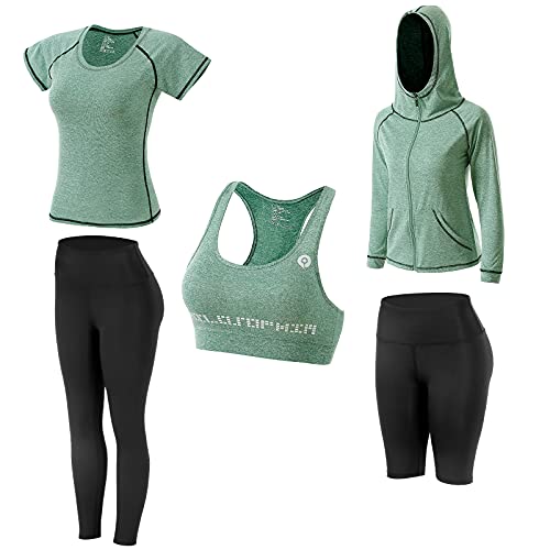 5-teiliges Yoga Outfit: JULY'S SONG Trainingsanzug für Fitness und Laufbekleidung