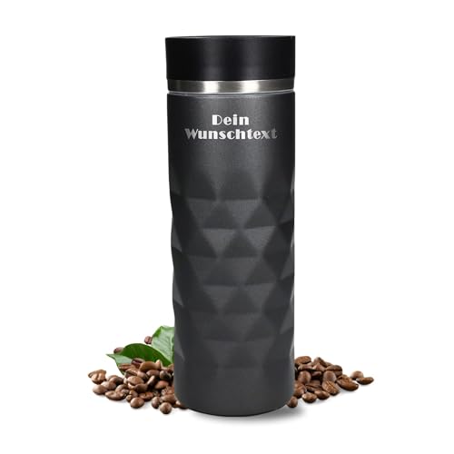 Personalisierter Edelstahl Thermobecher - 450 ml Coffee to go - Auslaufsicher & isoliert