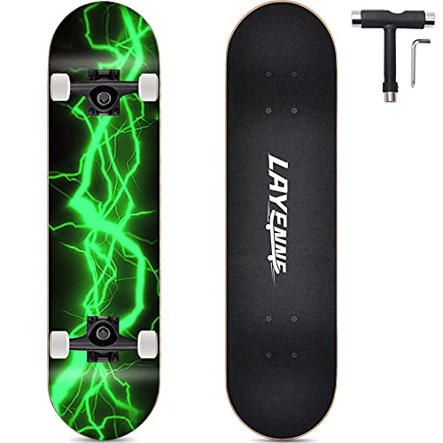 Hochwertiges Skateboard 31x8 Zoll für Erwachsene und Kinder, ABEC-11 Lager, grün