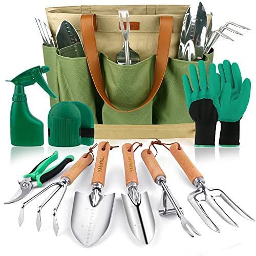 Hochwertiges Gartenwerkzeug-Set aus Edelstahl mit Holzgriffen, perfektes Geschenk!