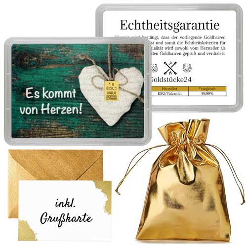 Edler Goldbarren 1g in Motivbox: Tolles Geschenk aus Feingold