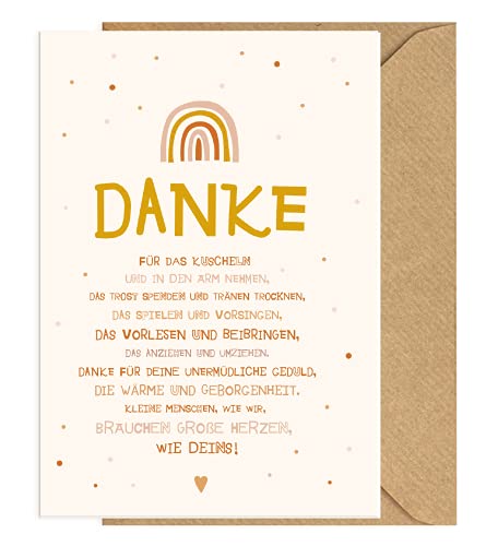 Originelle Dankeskarte für Erzieher mit Kraftpapier Briefumschlag - Abschiedsgeschenk aus Kita