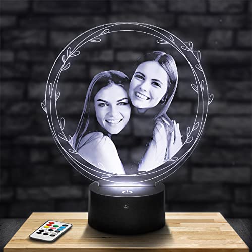 Personalisierte Lasergravur Lampe mit Foto und Text - Perfektes Geschenk für jeden Anlass