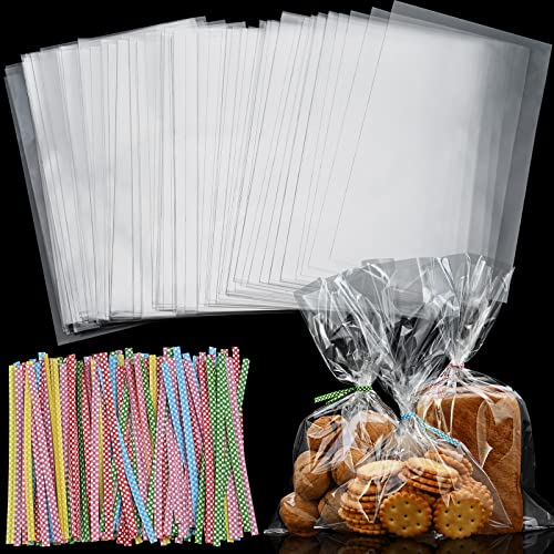 90 transparente Cellophantüten mit 90 bunten Bindebändern - Perfekt für Gastgeschenke!
