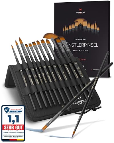 Hochwertiges Pinselset für Künstler: LIEBERGE Premium Pinsel - perfekt für Acryl, Aquarell, Öl