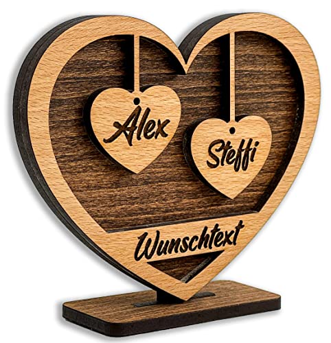 Personalisiertes Holz-Herz mit Gravur für Eltern, Großeltern und Freunde - Individuelles Geschenk