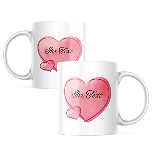 Personalisierte Keramiktasse mit Herz-Aufdruck - Ideal als Geschenk zum Valentinstag!