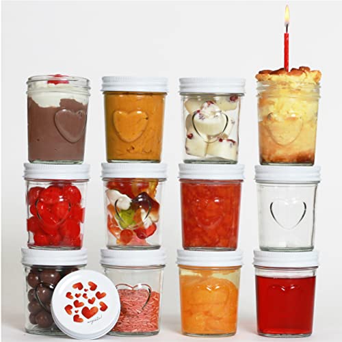 Romantische Einmachgläser im Herzdesign für Marmelade, Dessert und Joghurt | 12er Set