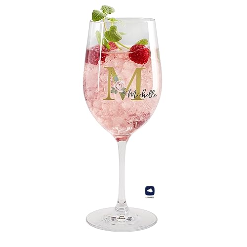 Personalisiertes Weinglas als perfektes Geschenk für Frauen: Monogramm & Blumen