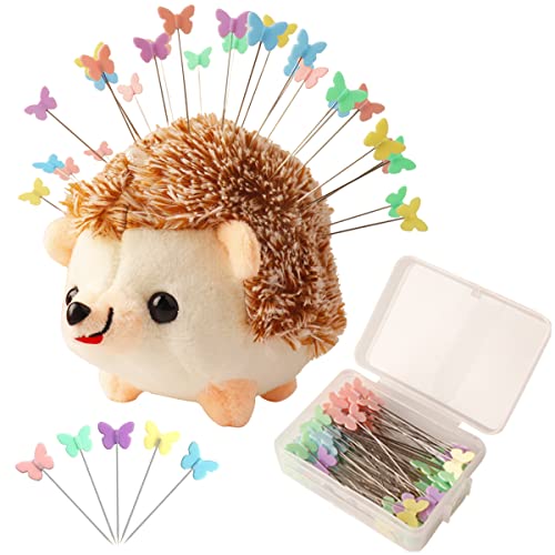 Niedliches Igel Nadelkissen Set mit 100 bunten Kopfnadeln für DIY Sewing Craft