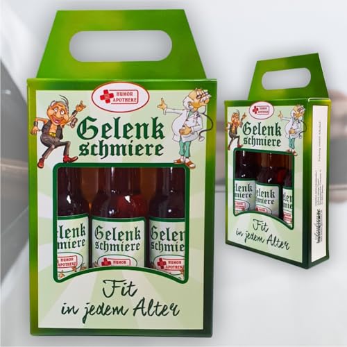 Geschenkbox: Kräuterlikör für Gelenkgesundheit im Ruhestand, 3x 0,02l, für Rentner Opa.