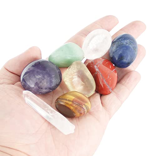 7 Chakra Heilkristall Set: Klarer Quarzstab mit Edelsteinen, für Meditation