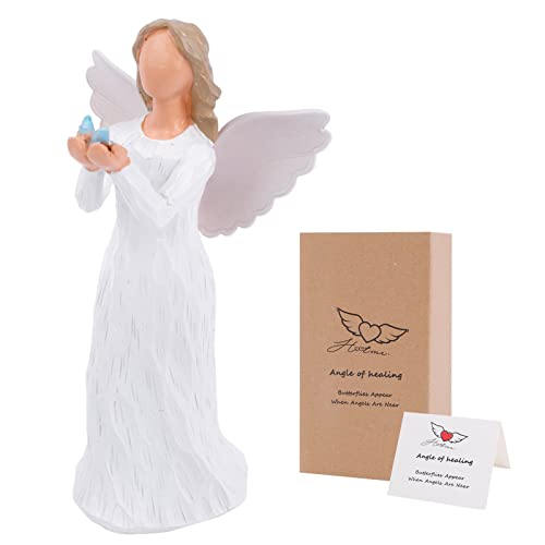 Handgeschnitzte Schutzengel Figur - Blaue Schmetterlings-Sammelfigur als Ermutigungsgeschenk