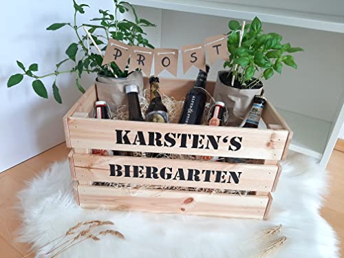 Personalisierte Geschenke: Bier- und Kräutergarten mit Namen in individueller Geschenkkiste! Ideal für Vatertag und Muttertag.