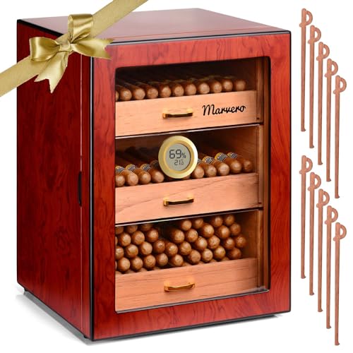 Hochwertiger Zigarrenhumidor aus Zedernholz für 150 Zigarren mit Hygrometer - Perfektes Männergeschenk