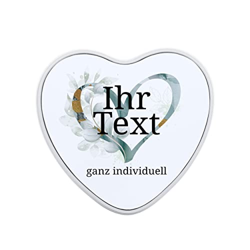 Personalisierte Herzdose mit Aquarell-Motiv und Wunschtext - Ideales Geschenk in Herzform