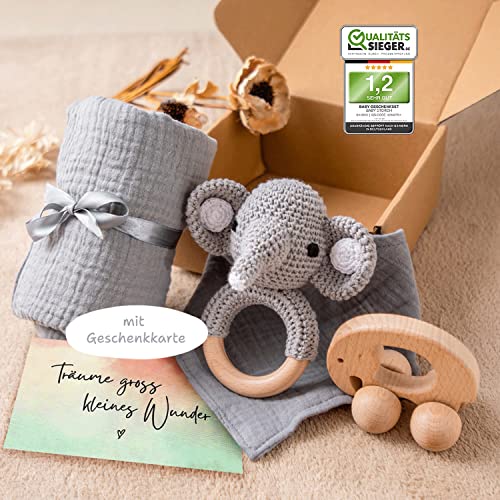Perfektes Geschenk zur Geburt: Baby Storch® 5-in-1-Set für Jungen und Mädchen