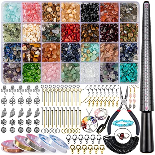 Kreatives Schmuckbastelset mit 28 Farben Edelsteinen und 1630 Perlen für DIY-Schmuck