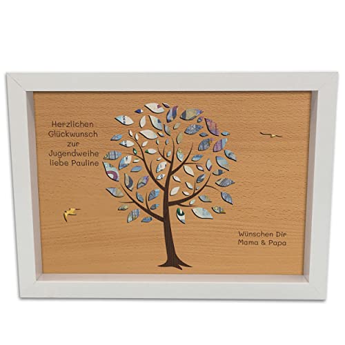 Personalisiertes Geldgeschenk zur Jugendweihe mit Gravur I Holzrahmen I Geschenkidee