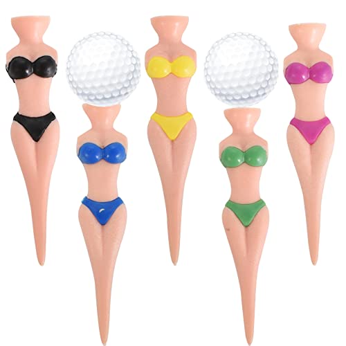 5 lustige Golftees in Damen Bikini Design, 76 mm, Golfzubehör für Männer und Frauen