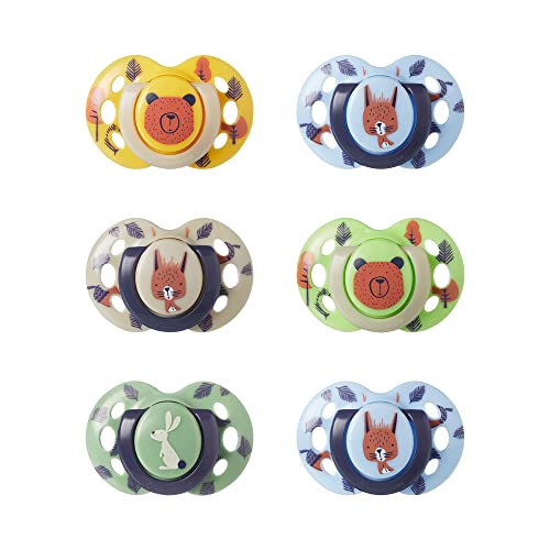 Entzückende Tommee Tippee Beruhigungssauger, BPA-freies Silikon, 6er-Set, für 6-18 Monate, Blau