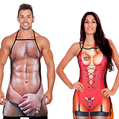 Originelles Grillschürzen-Set: Lustige Geschenke für Paare, wasserdicht & verstellbar