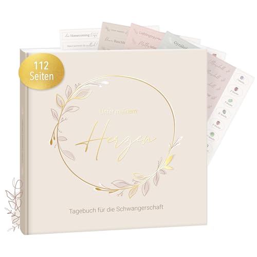 Einzigartiges Schwangerschaftstagebuch mit Sticker Set für werdende Mütter | Geschenkidee