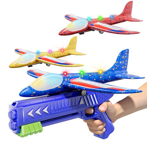 Flugzeug Launcher Spielzeug Set mit LED Gleiter - Perfektes Geburtstagsgeschenk für Kinder