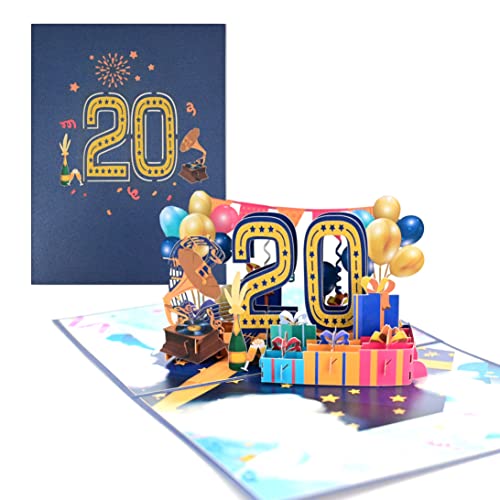 Einzigartige 3D Pop-up Grußkarte zum 20. Geburtstag oder Jubiläum