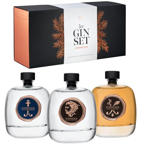 Entdecke die Welt des Gins mit dem exklusiven 3er Gin Tasting Set von Juniper Jack - Premium Gins aus Deutschland - Perfektes Geschenk für Gin-Liebhaber!