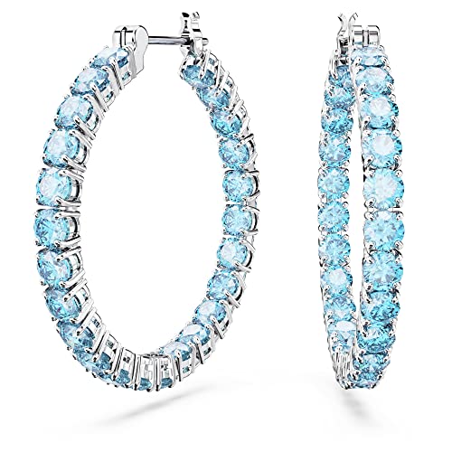 Strahlende Swarovski Matrix Kreolen mit blauen Kristallen - Perfektes Geschenk!
