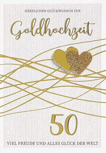 Goldhochzeit Karte mit Herz-Motiv - Lifestyle-Collection - Geschenk zur goldenen Hochzeit