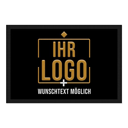 Personalisierte Fußmatte mit individuellem Logo und Text | Schmutzfangmatte mit rutschfester Gummirand, 60x40cm