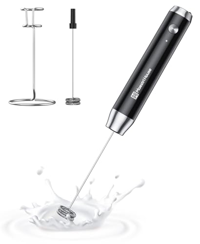Tragbarer und wasserdichter Milchaufschäumer mit Edelstahl-Schneebesen und Getränkemixer