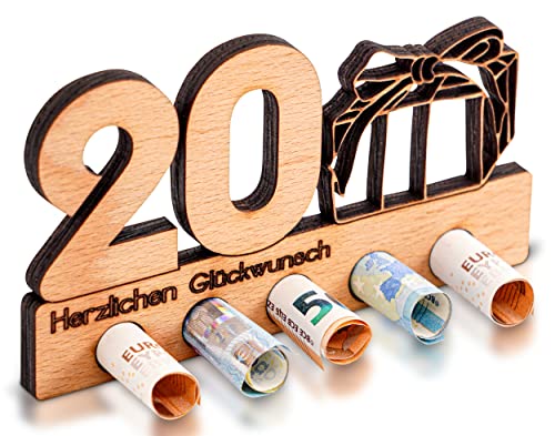Originelles Geldgeschenk zum 20. Geburtstag: Holzdesign von DARO Design.