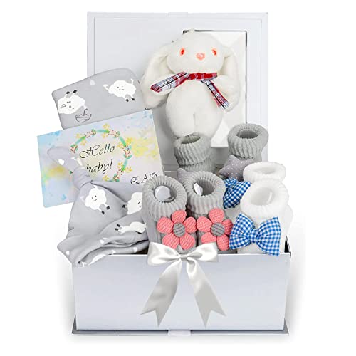 Perfektes Baby-Geschenkset zur Geburt: Pucktuch, Babymütze, Socken & mehr!