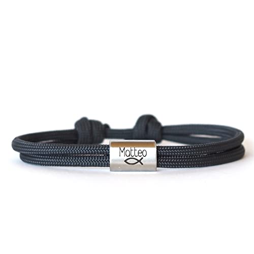 Individuelles Surfer Armband mit Fisch Symbol und Namensgravur