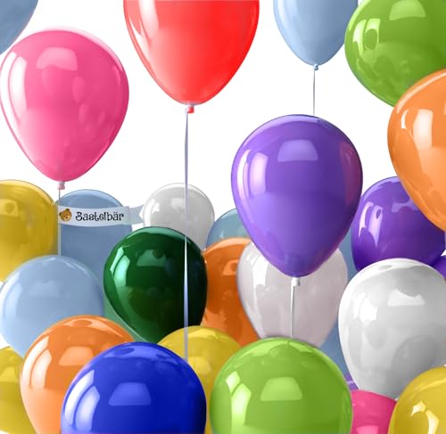 Umweltfreundliche BIO Luftballons Geburtstag in 10 Farben, Ø34cm, 50 Stück, MADE IN EU