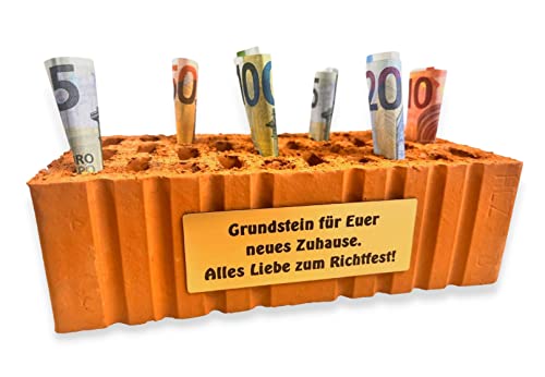 Personalisierter Ziegelstein als Glücksbringer für das neue Zuhause. Perfektes Richtfest-Geschenk!